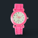 Girls Tropical Watercolor Flamingo and Name Kids Armbanduhr<br><div class="desc">This cute and whimsical tropical design features a gorgeous pink watercolor flamingo with space to add your girl's name! The perfect tropical summer gift for any toddler or child.</div>