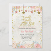 Girls Twinkle Little Star Baby Dusche Einladung (Vorderseite)