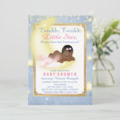 Girls Twinkle Twinkle Little Star Baby Dusche Einladung (Stehend Vorderseite)