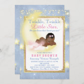Girls Twinkle Twinkle Little Star Baby Dusche Einladung (Vorne/Hinten)