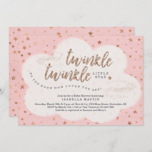 Girls Twinkle Twinkle Little Star Baby Dusche Einladung