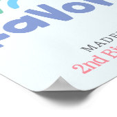 Girls Two Cool 2nd Birthday Rainbow Favor Poster (Ecke)