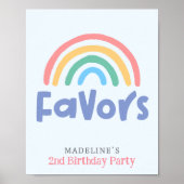 Girls Two Cool 2nd Birthday Rainbow Favor Poster (Vorne)