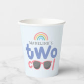 Girls Two Cool Rainbow 2nd Birthday Party Pappbecher (Vorderseite)