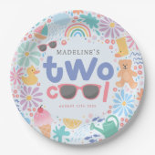 Girls Two Cool Summer Pool Party 2nd Birthday Pappteller (Vorderseite)