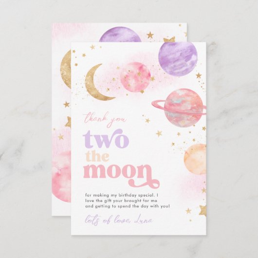 Girl's Two the Moon Dankeschön Karten (Vorne/Hinten)