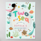 Girls Two the Sea Mermaid Splash Welcome Sign Poster (Vorne)