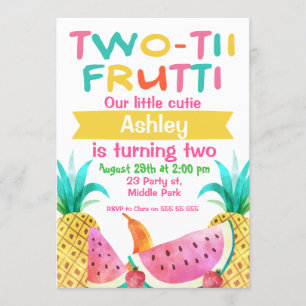 Girls Two-tti Frutti 2. Geburtstag Einladung