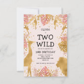 Girls Two Wild 2. Geburtstag Pink Jungle Safari Einladung (Vorderseite)