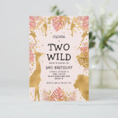 Girls Two Wild 2. Geburtstag Pink Jungle Safari Einladung (Stehend Vorderseite)