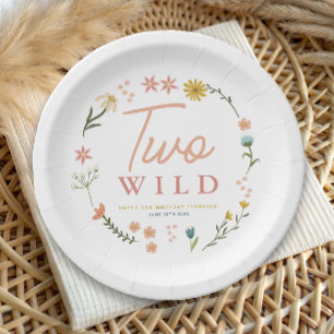 Girls Two Wild Wildblume Minimalist 2. Geburtstag Pappteller