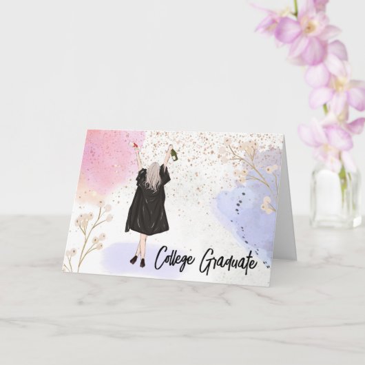 Girls-Uni-Abschluss Karte (Orchidee)