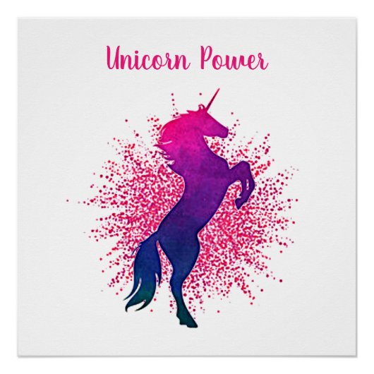 Girls "Unicorn Power" Einhorn & Glitzer Poster (Vorderseite)