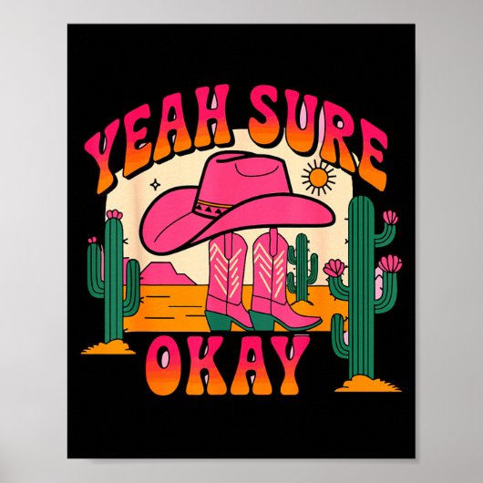 Girls Valentines Day Hearts Yeah Sure Okay Western Poster (Vorne)