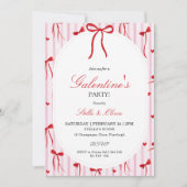 Girls Valentine's Day Invite Pink & Red Einladung (Vorderseite)