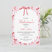 Girls Valentine's Day Invite Pink & Red Einladung (Stehend Vorderseite)
