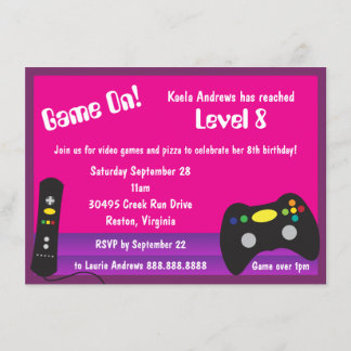 Girl's Video Game Truck Geburtstagsparty Einladung