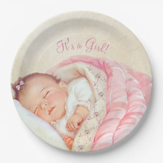 Girls Vintag Baby Shower Pappteller
