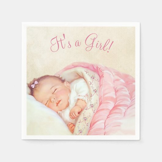 Girls Vintag Baby Shower Serviette (Vorderseite)