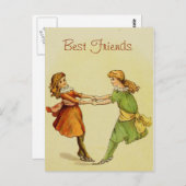 Girls Vintag Beste Freunde Postkarte (Vorne/Hinten)