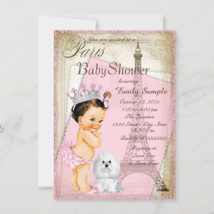 Girls Vintag Paris Princess Baby Dusche Einladung