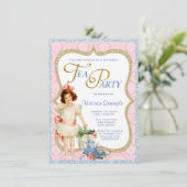 Girls Vintag Tee Party Einladung (Stehend Vorderseite)