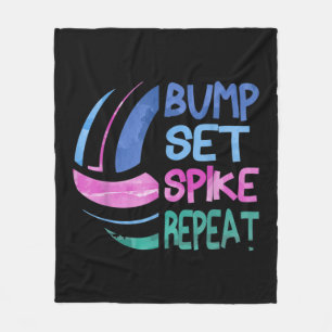 Girls Volleyball Bump Set Spike Wiederholung Blau  Fleecedecke