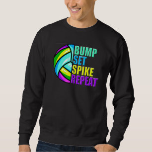 Girls Volleyball Bump Set Spike Wiederholung Blau Sweatshirt