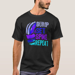 Girls Volleyball Bump Set Spike Wiederholung Blau  T-Shirt