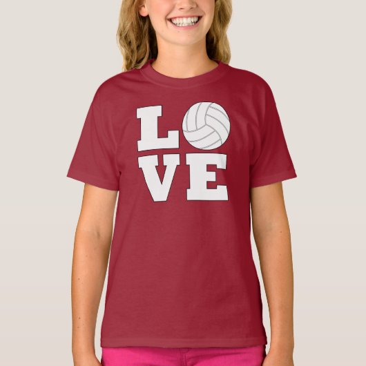 Girls Volleyball LIEBE Sportart Teamfarbe T-Shirt (Vorderseite)
