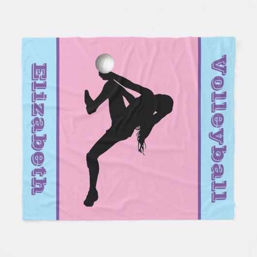 Girl's Volleyball Pink, blau, Lila Fleecedecke (Vorderseite (Horizontal))