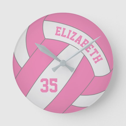 Girl's volleyball pink oder JEDE Farbe Runde Wanduhr (Vorderseite)