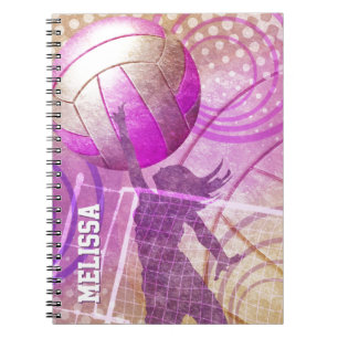 Girls Volleyball Player Pink Lila Notizblock