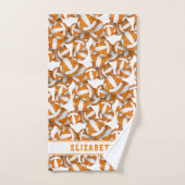 Girls-Volleyballs Muster personalisiert orange Badhandtuch Set (Handtuch)