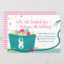 Girls Wasserballon Kämpfen Geburtstag Pink Einladung