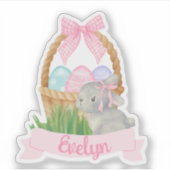 Girls Wasserfarbe Osterkorb Aufkleber (Vorderseite)