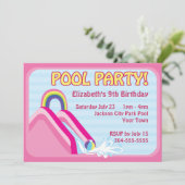 Girls Water Slide Geburtstag Einladung (Stehend Vorderseite)