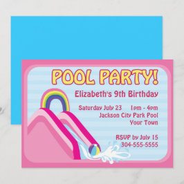 Girls Water Slide Geburtstag Einladung