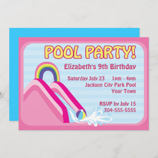 Girls Water Slide Geburtstag Einladung
