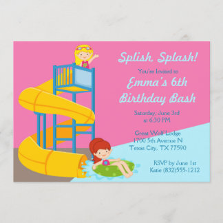 Girls Water Slide Geburtstag - Water Park Pool Par Einladung