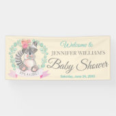 Girls Watercolor Baby Raccoon Babydusche Banner (Horizontal)