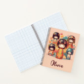 Girls' Watercolor Kokeshi Puppen Notizblock (Innenseite)