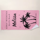 Girls Weekend Blush Pink Palm Tree Beach Handtuch (Vorderseite)