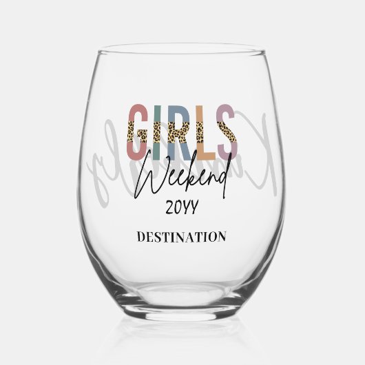 Girls Weekend Cheetah Print Girls Tour Weinglas Ohne Stiel (Vorderseite)