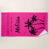 Girls Weekend Girly Palm Trees Monogram Strandtuch (Vorderseite)