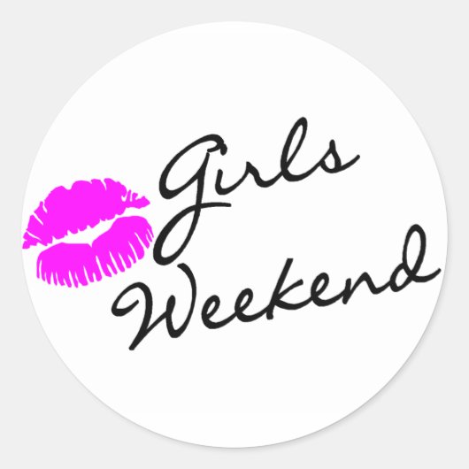 Girls Weekend (Kiss Blk) Runder Aufkleber (Vorderseite)