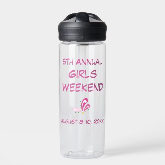 Girls Weekend mit Datumsnamen anpassbarer Text Trinkflasche (Vorderseite)