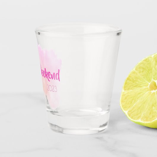 Girls Weekend Pink Wasserfarbe Spaß Custom Geschen Schnapsglas (Rechts)