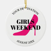 Girls weekend trip custom pink stiletto shoe keramik ornament (Vorne)