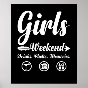Girls Weekend Vacation Drinks Fotos Memories Poster